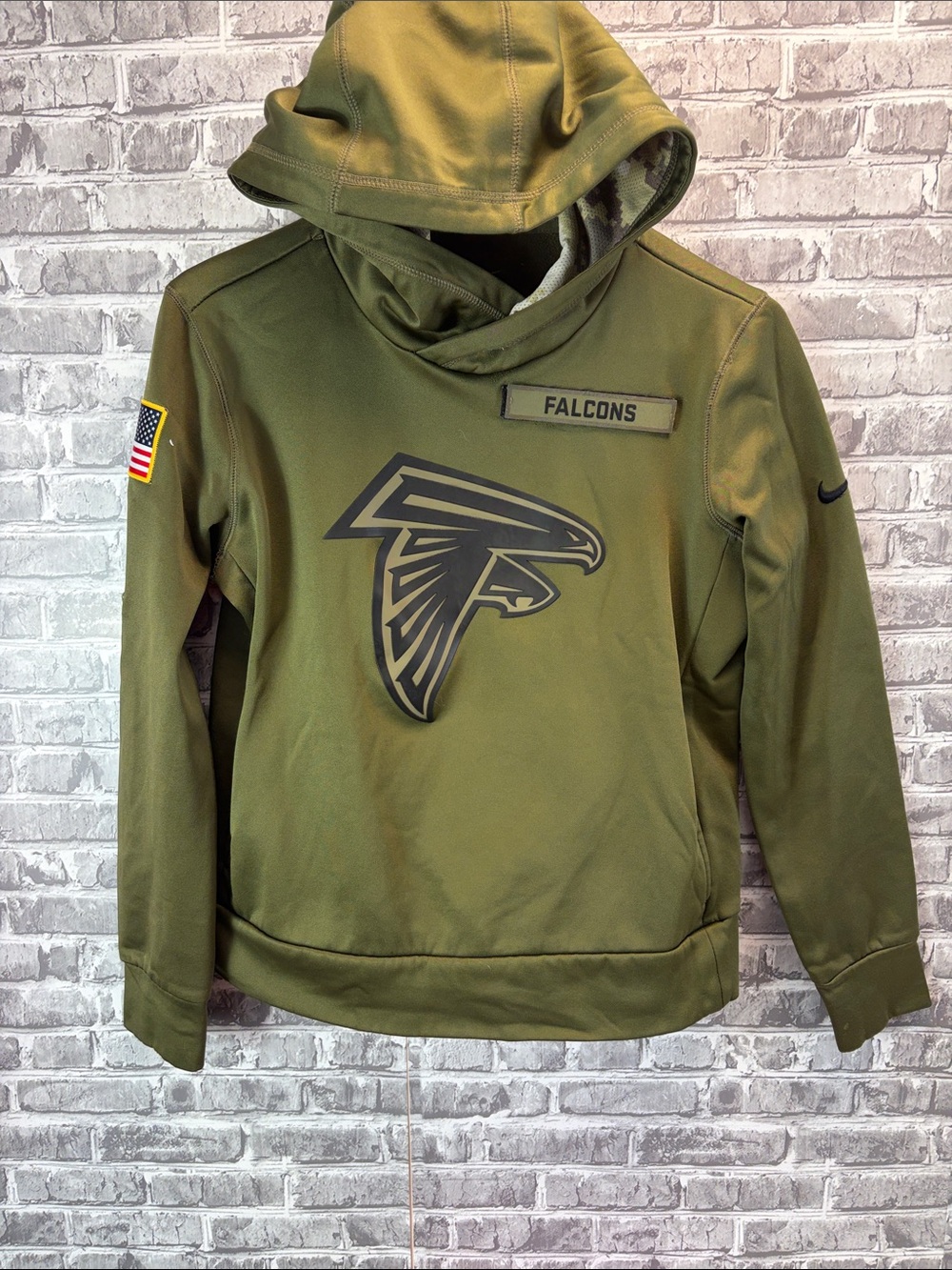 Nike Kids Olive Green Atlanta Falcons Hooded Puffer Jacket